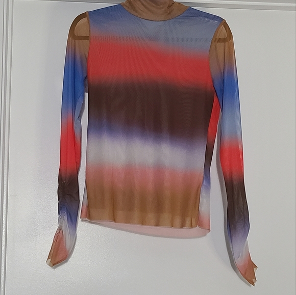 High neck mesh colorful top - Picture 4 of 6